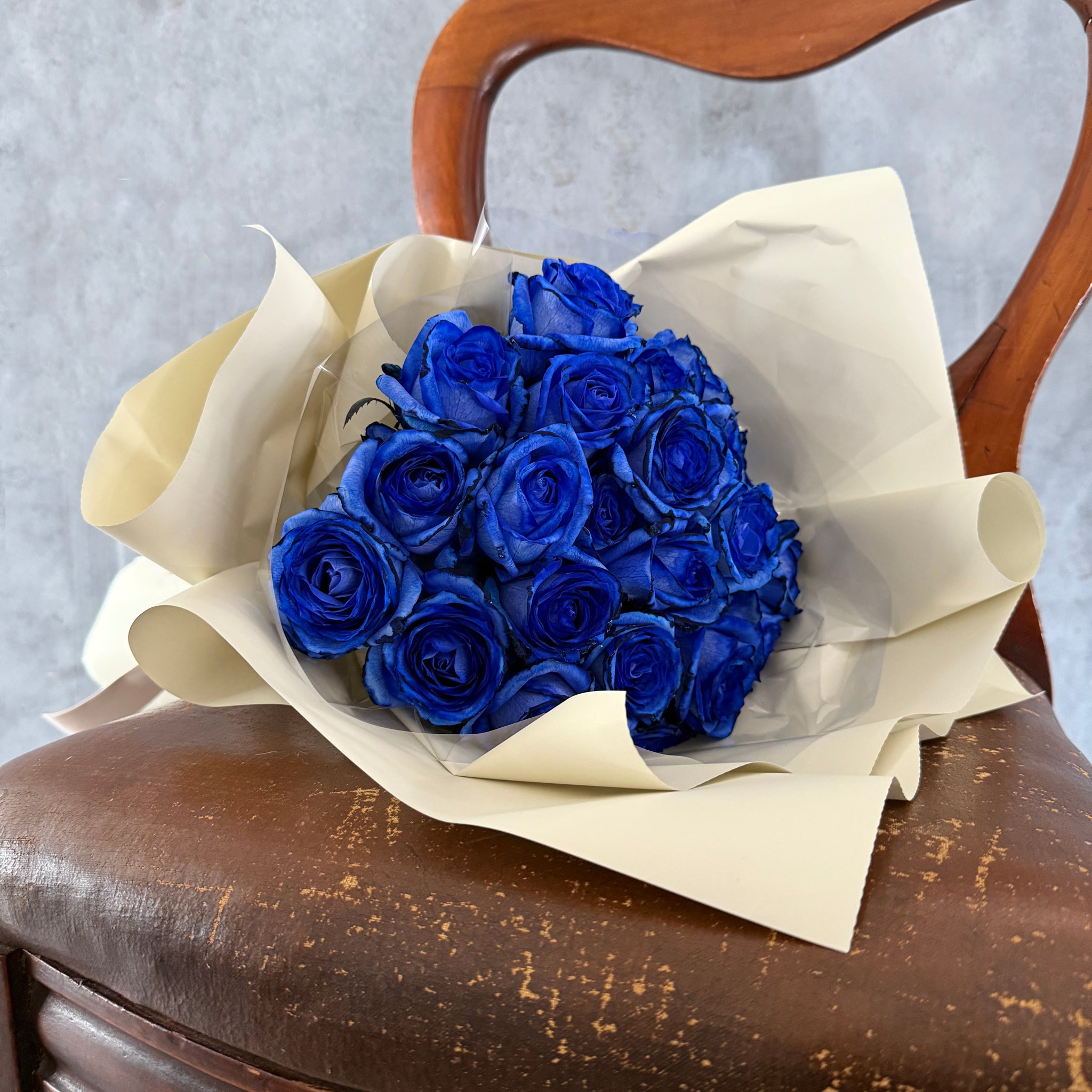 薔薇生花 まこペコ 24本のバラのブーケ（生花 / ブルー） – パコスフラワー