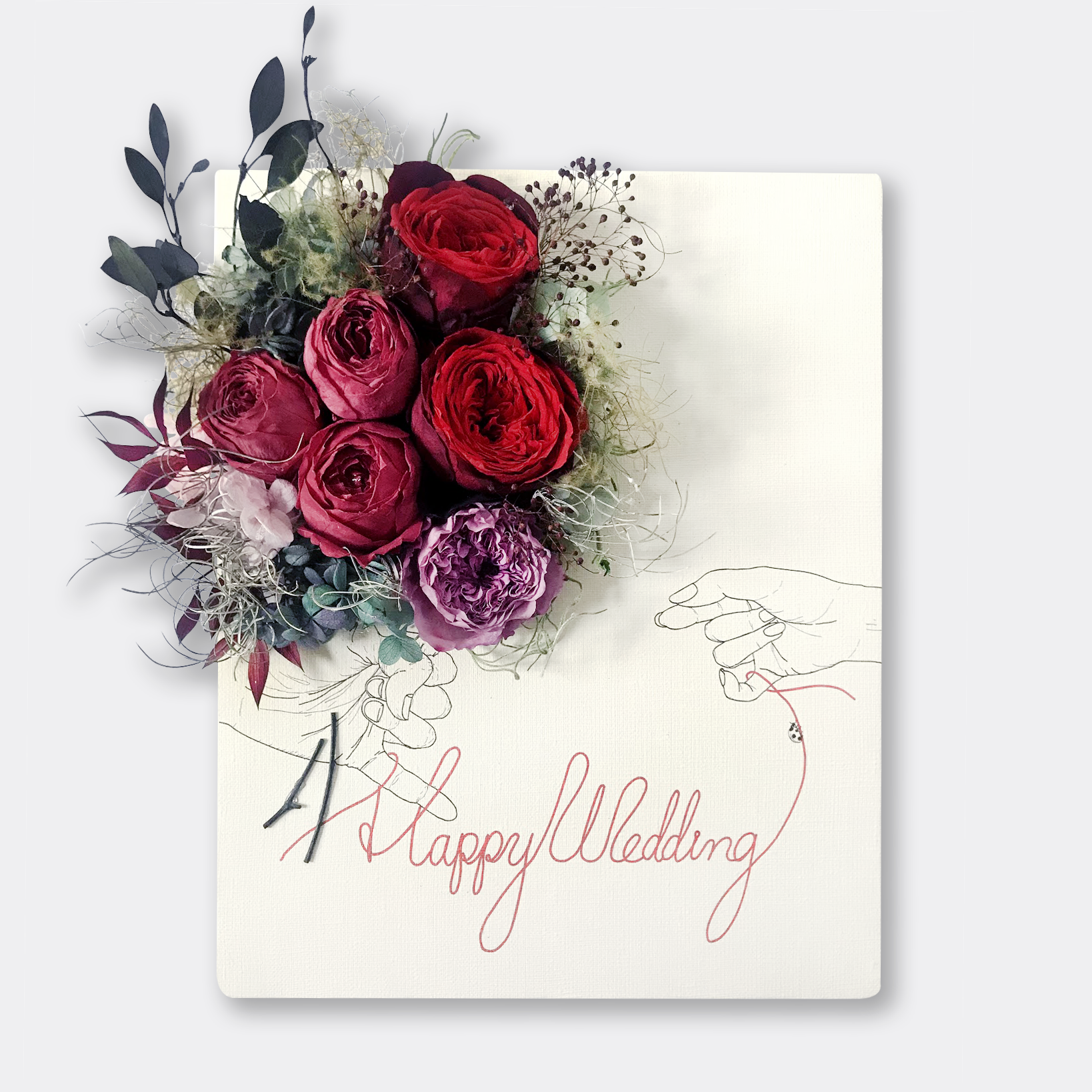 レターフラワー（HAPPY WEDDING / オールドローズバーガンディーレッド 