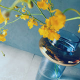 Gold Ring Blue Glass Vase M