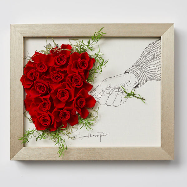 レターフラワー（SMILE / ローズレッド）F3号 額縁付き – パコスフラワー