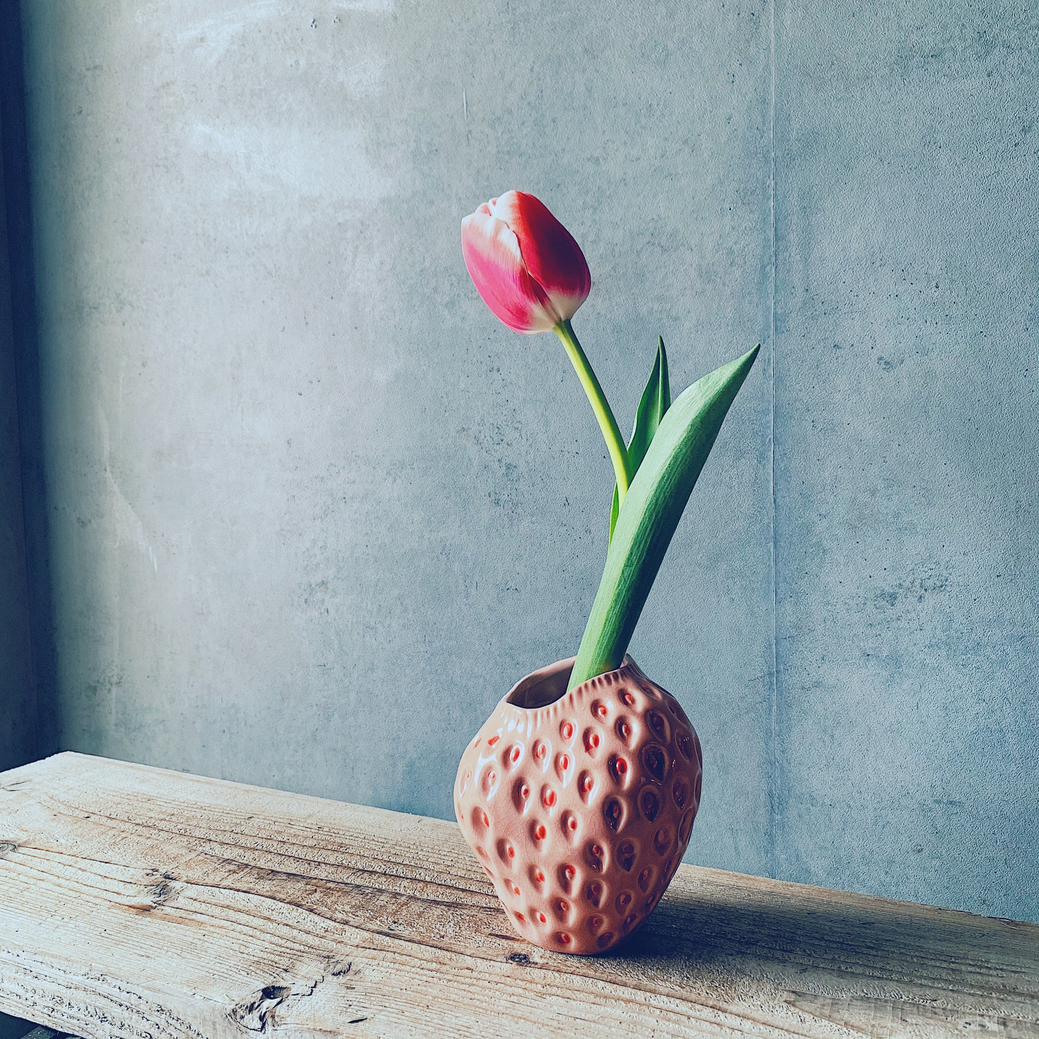 苺の花瓶 strawberry flower vase LL (ピンクいちご) - 花瓶